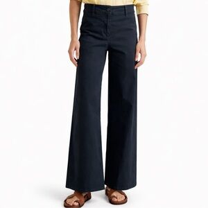 Nili Lotan 10 Megan Wide Leg Pants in Navy 0808 midnight cotton USA
